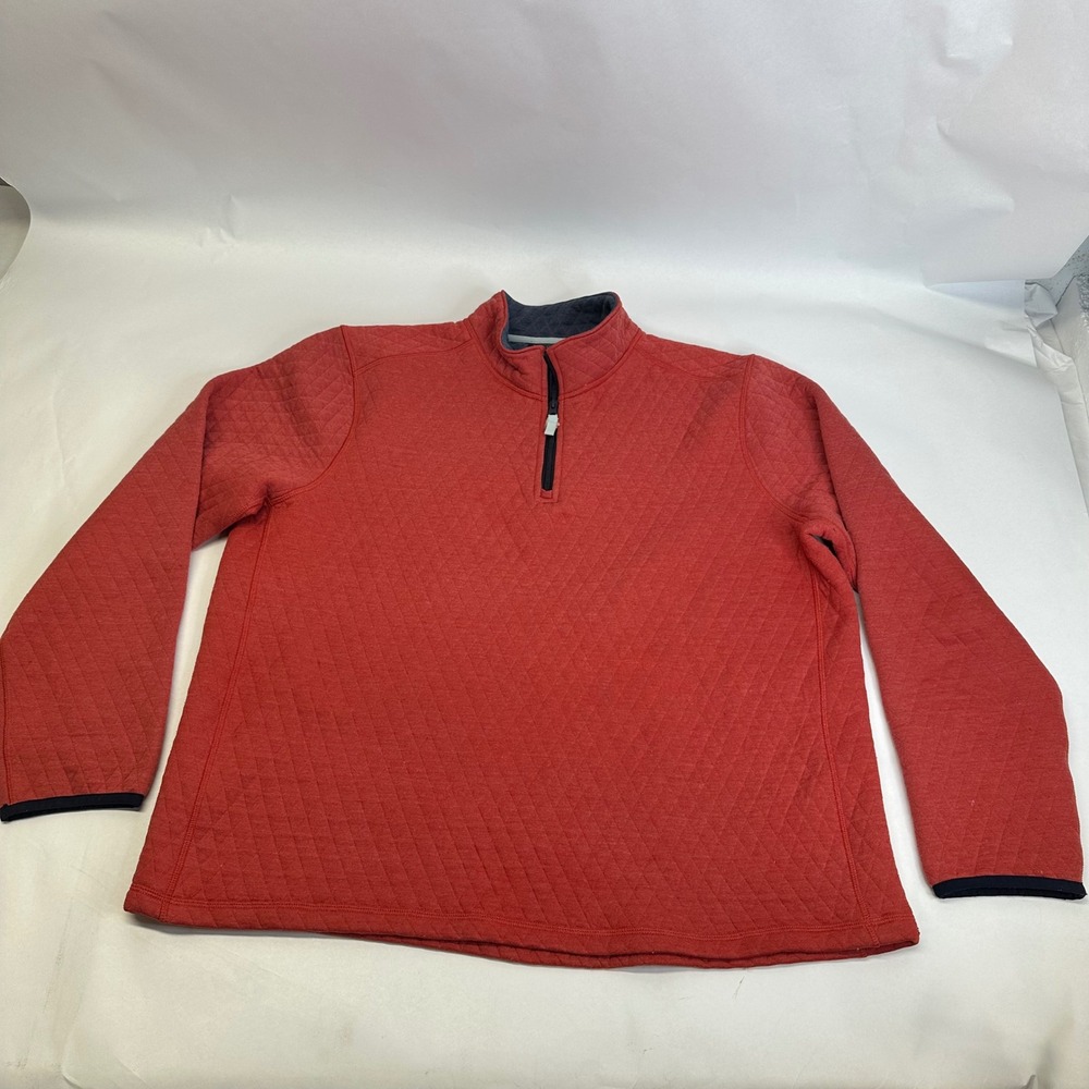J.Crew Authentic Fleece Mens XXL Red Diamond Quilt Quarter Zip Pullover Sweater